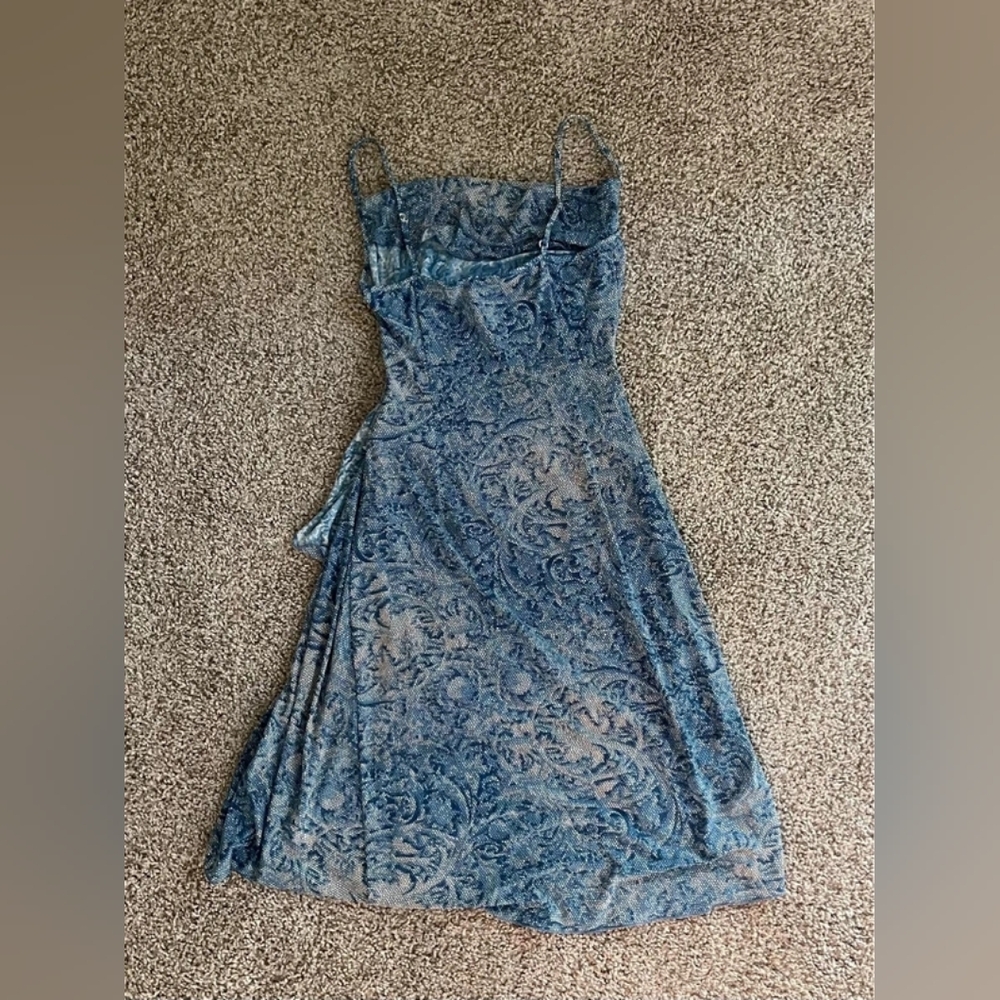 Blue Paisley Wrap Slip Dress - Women's - Picture 3 of 3